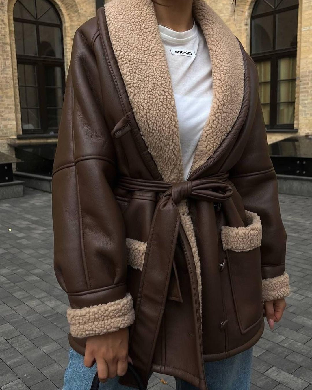 Leather And Fur Coat Women