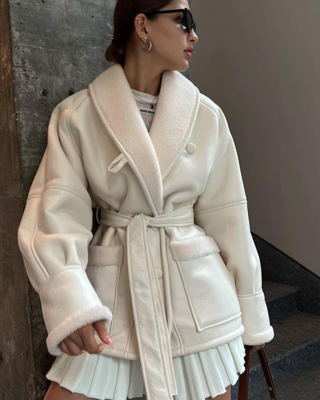 Leather And Fur Coat Women