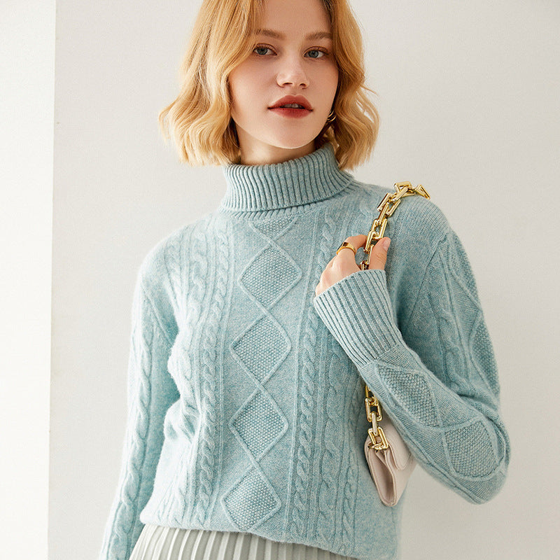Turtleneck Pullover Thick Cashmere Sweater