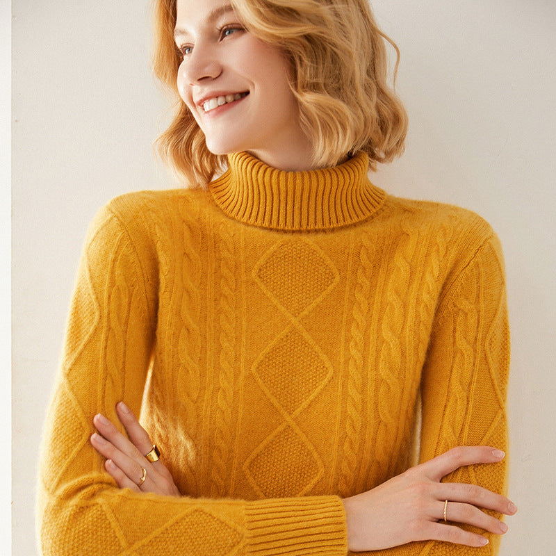 Turtleneck Pullover Thick Cashmere Sweater